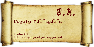 Bogoly Mátyás névjegykártya